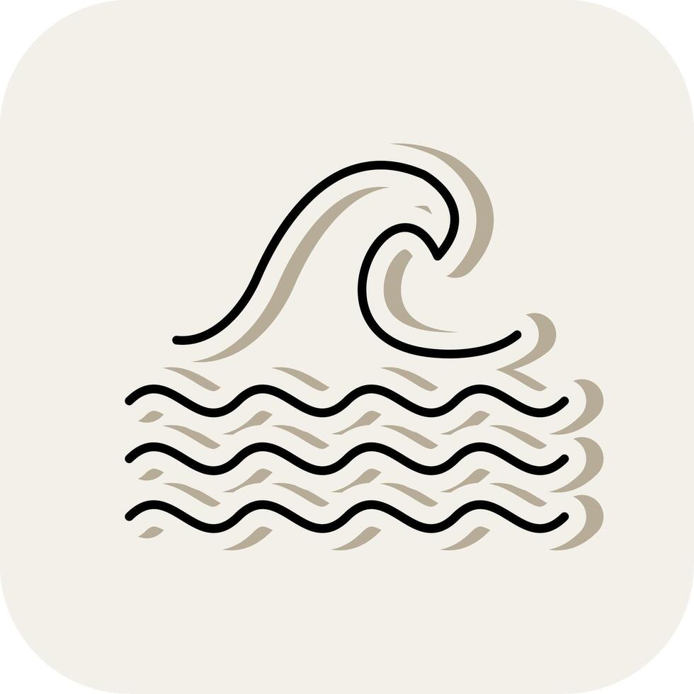 Wave Line Filled White Shadow Icon vector