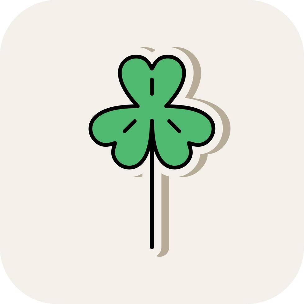 Clover Line Filled White Shadow Icon vector