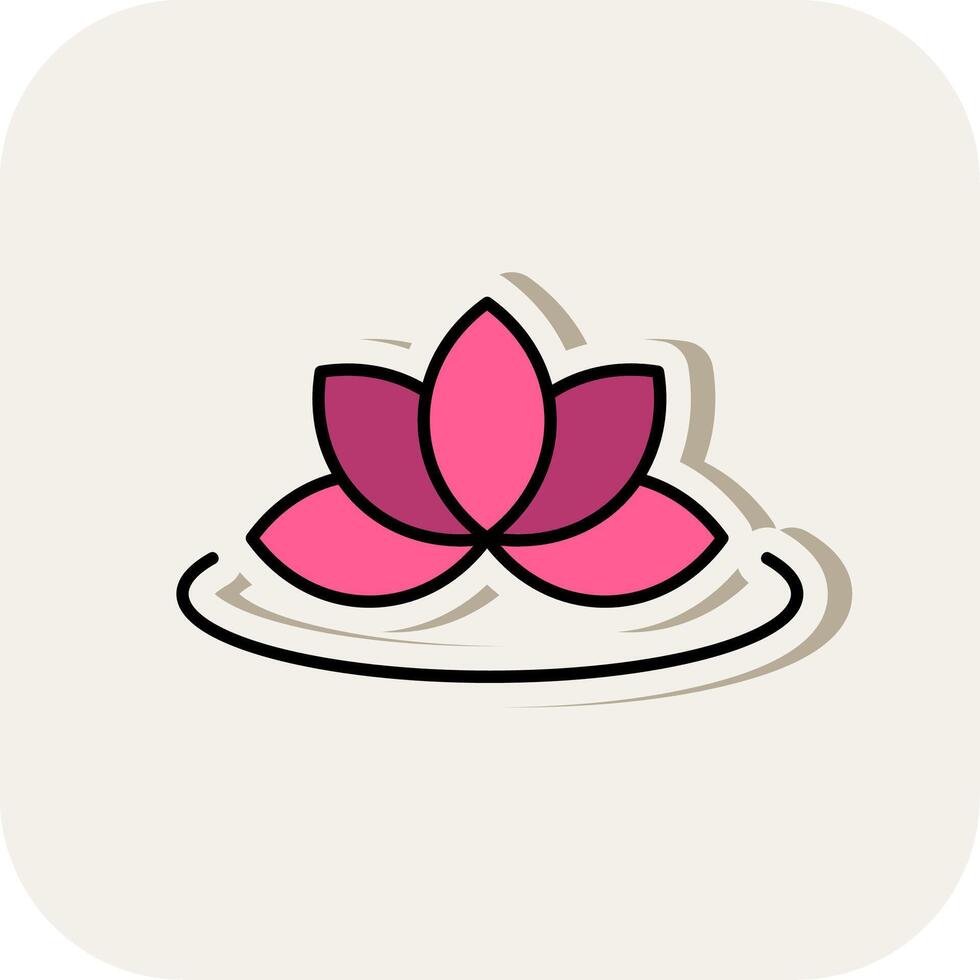 Lotus Line Filled White Shadow Icon vector