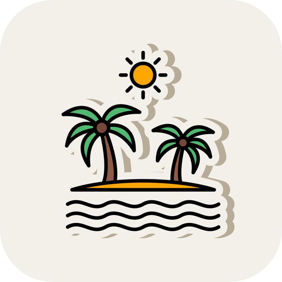 isla línea lleno blanco sombra icono vector