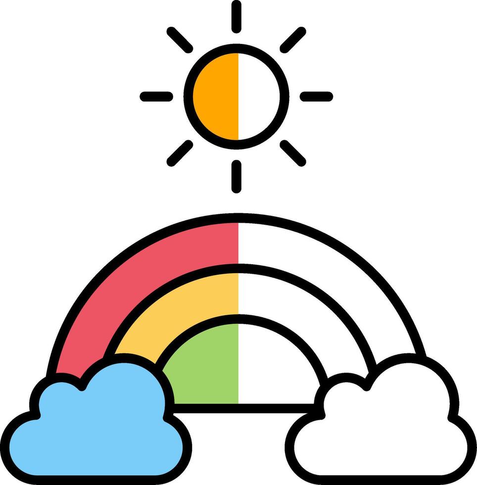 Rainbow Filled Half Cut Icon vector
