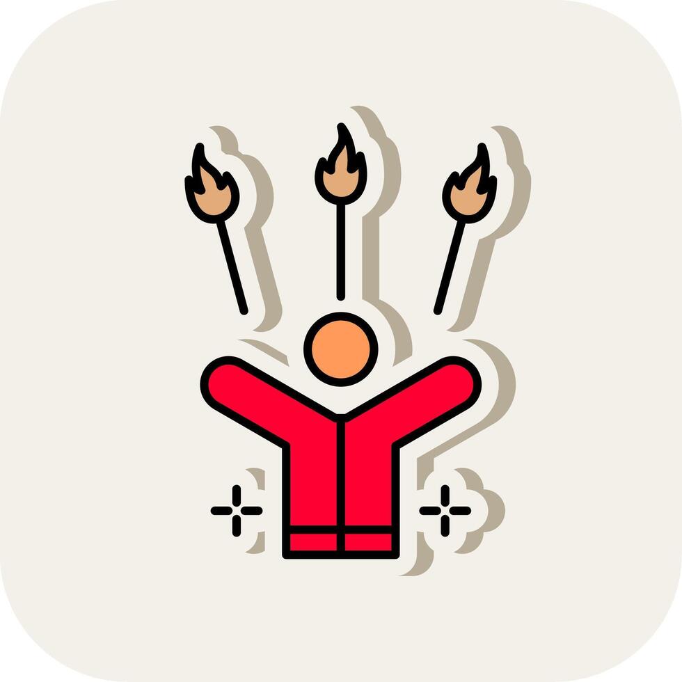 Juggling Fire Line Filled White Shadow Icon vector