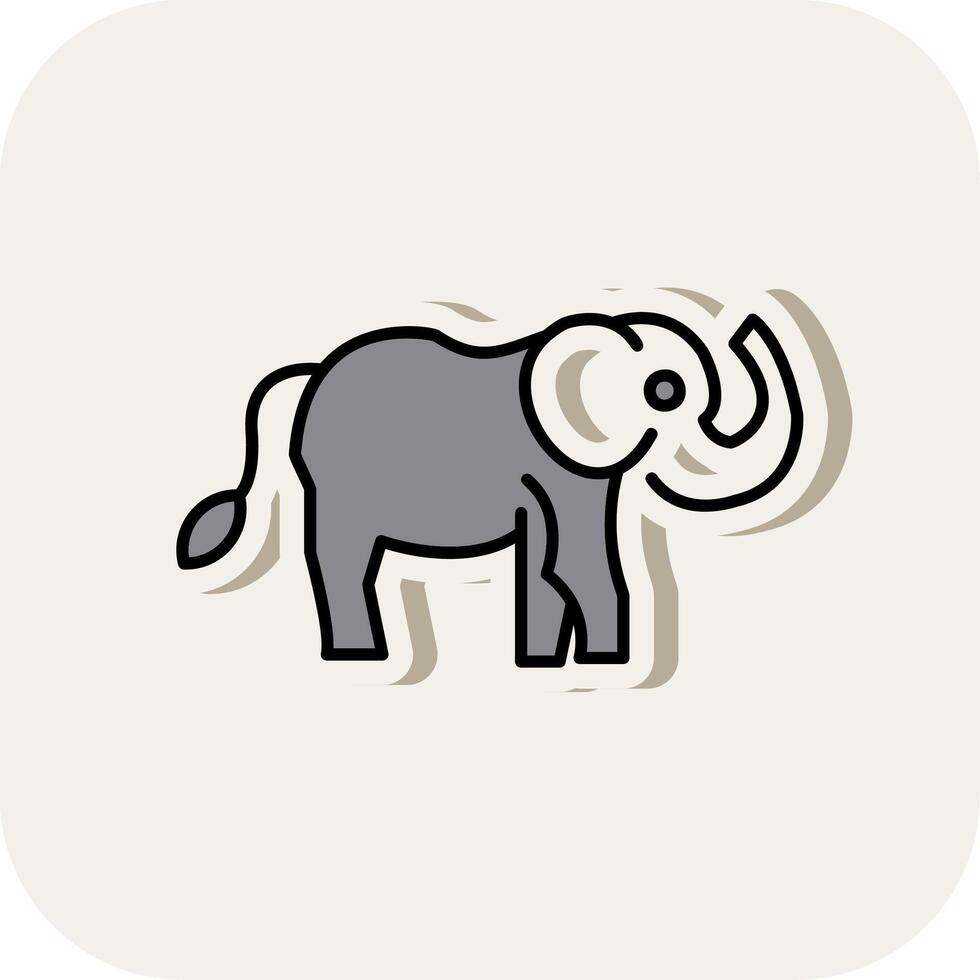 elefante línea lleno blanco sombra icono vector