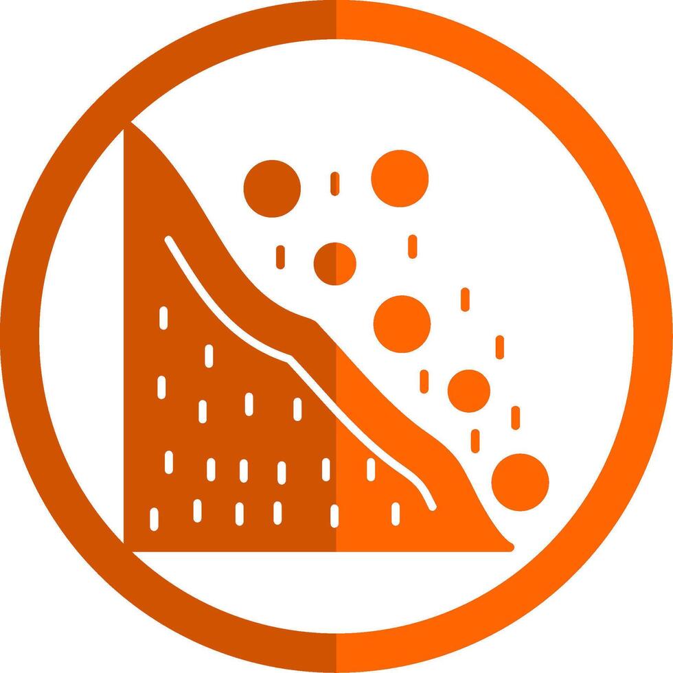 Snowslide Glyph Orange Circle Icon vector