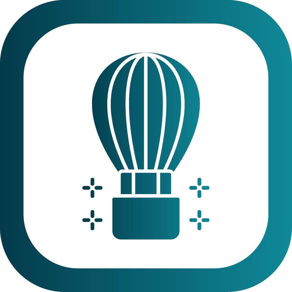 Hot Air Ballon Glyph Gradient Round Corner Icon vector