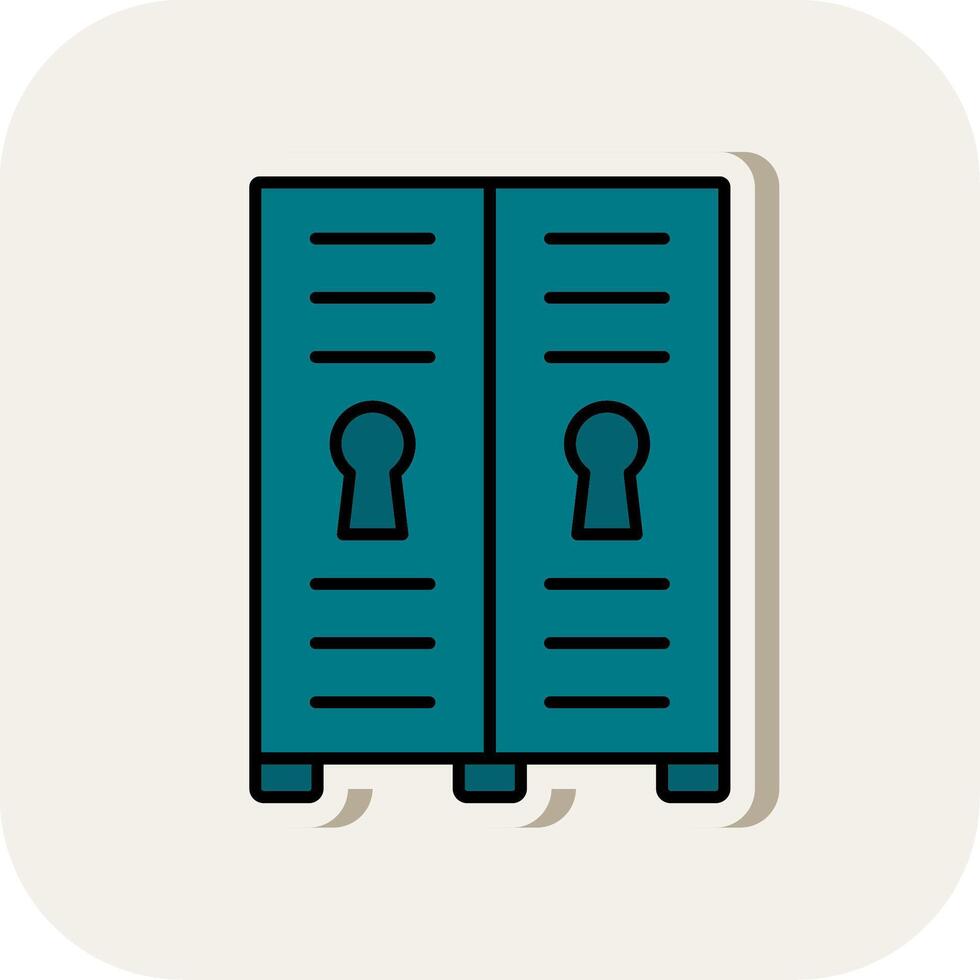 Lockers Line Filled White Shadow Icon vector