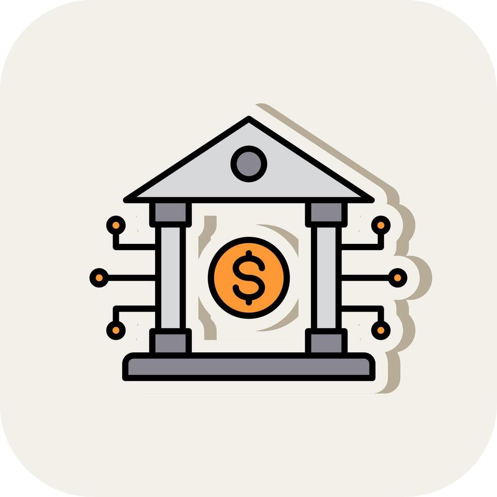 Banking System Line Filled White Shadow Icon vector
