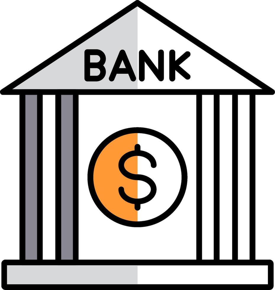 Bank Filled Half Cut Icon vector