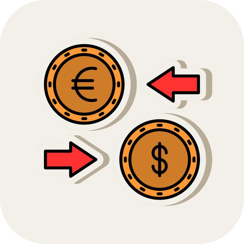 Currency Exchange Line Filled White Shadow Icon vector