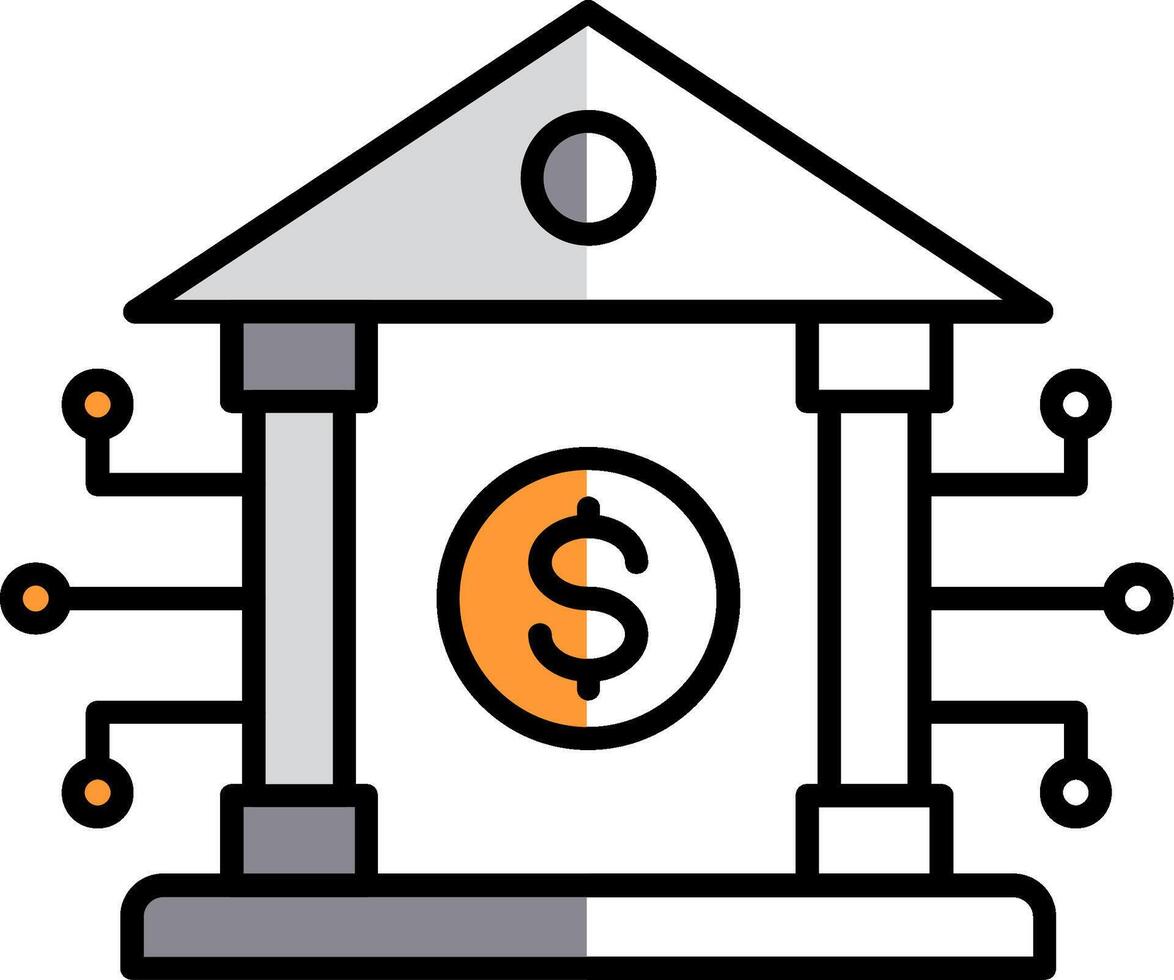 Banking System Filled Half Cut Icon vector