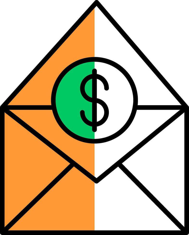 salario correo lleno medio cortar icono vector