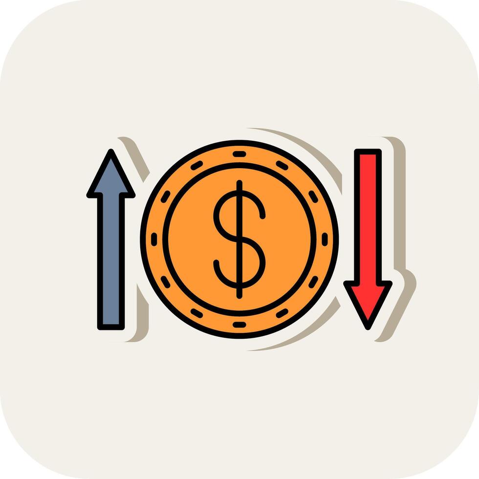 Money Transfer Line Filled White Shadow Icon vector