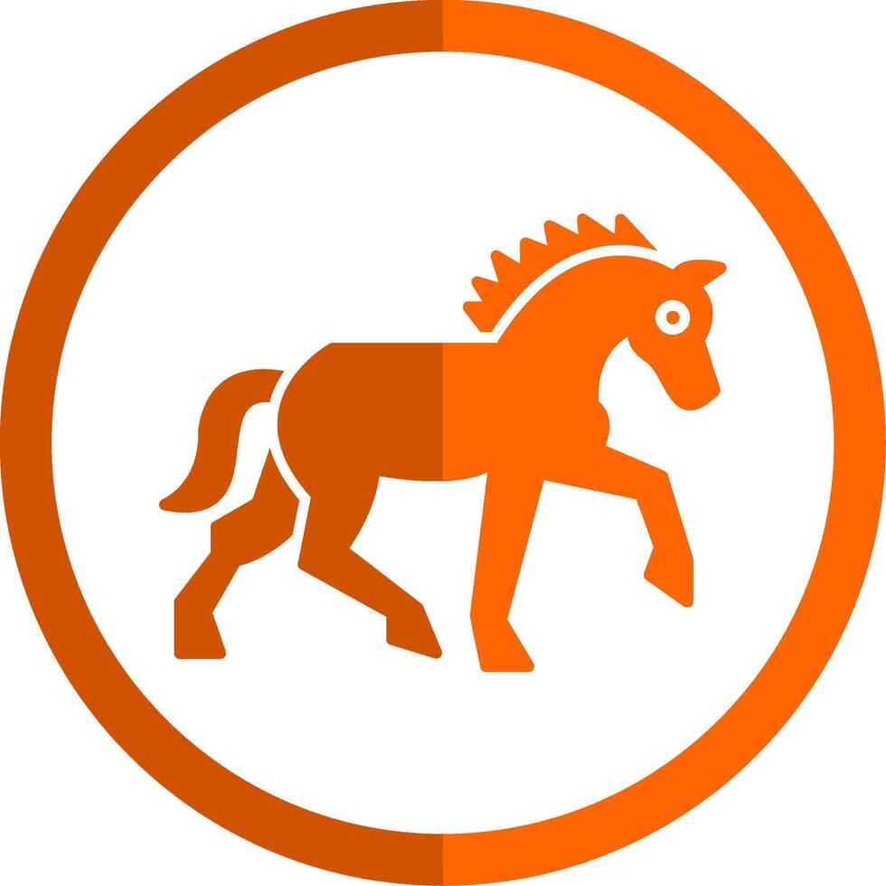 caballo glifo naranja circulo icono vector