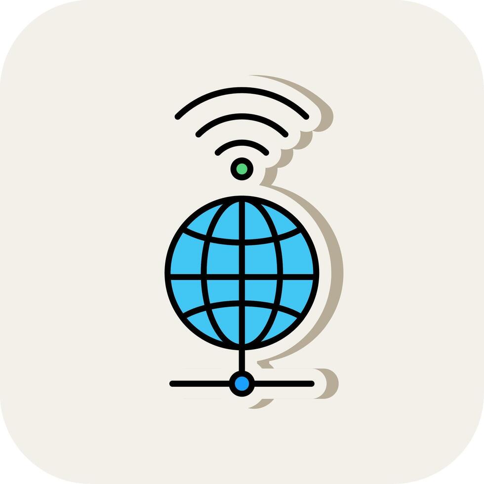 Global Line Filled White Shadow Icon vector