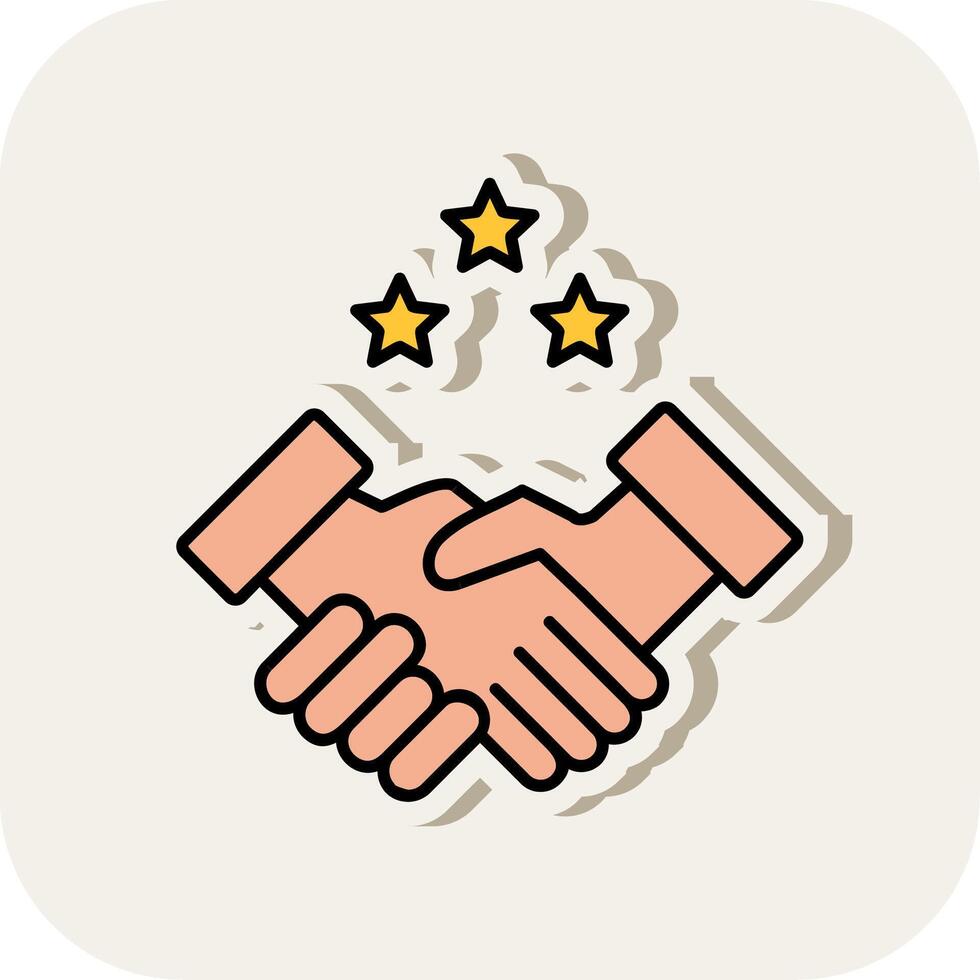 Partnership Handshake Line Filled White Shadow Icon vector