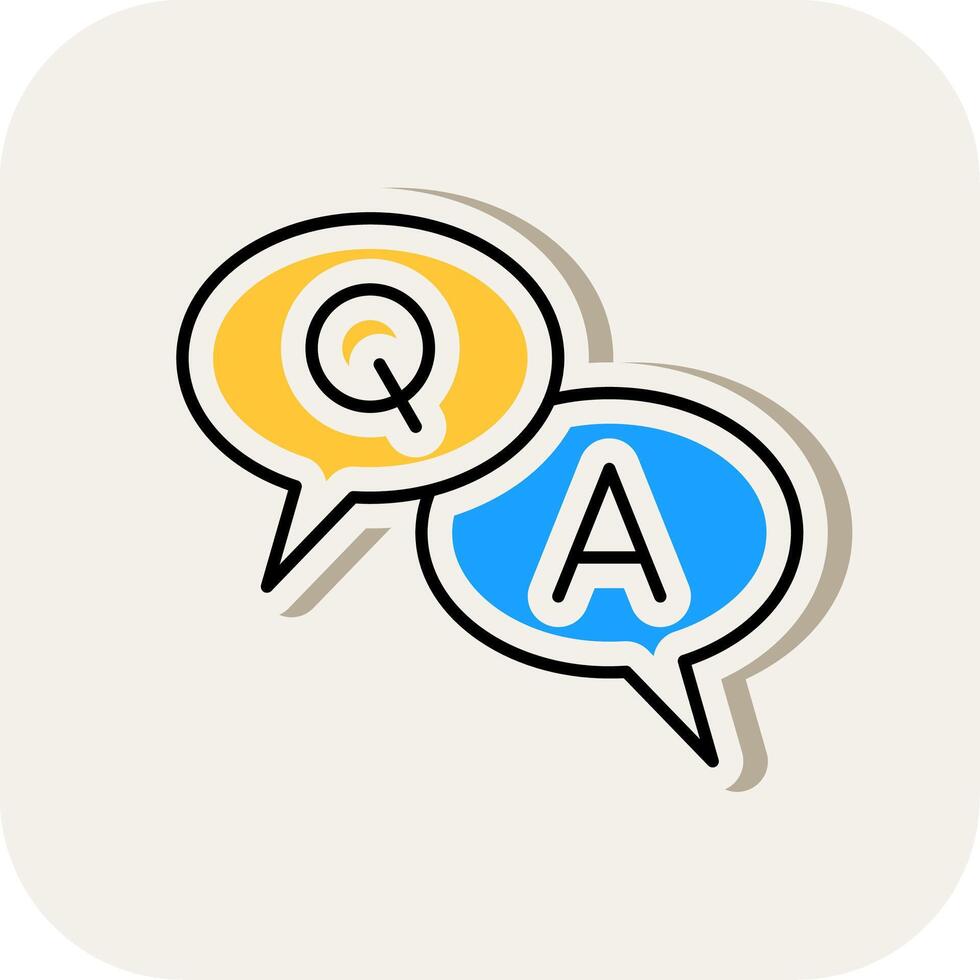 Question And Answer Line Filled White Shadow Icon vector