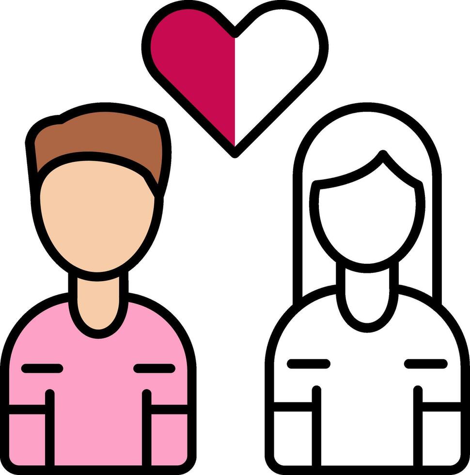 Heart Filled Half Cut Icon vector