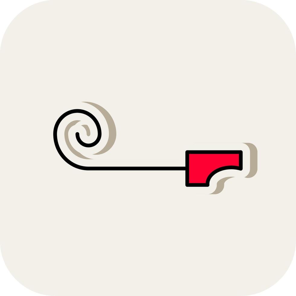 Party Blower Line Filled White Shadow Icon vector