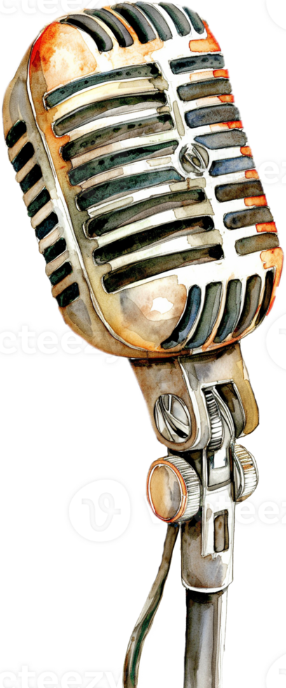 A microphone with a white and black design png