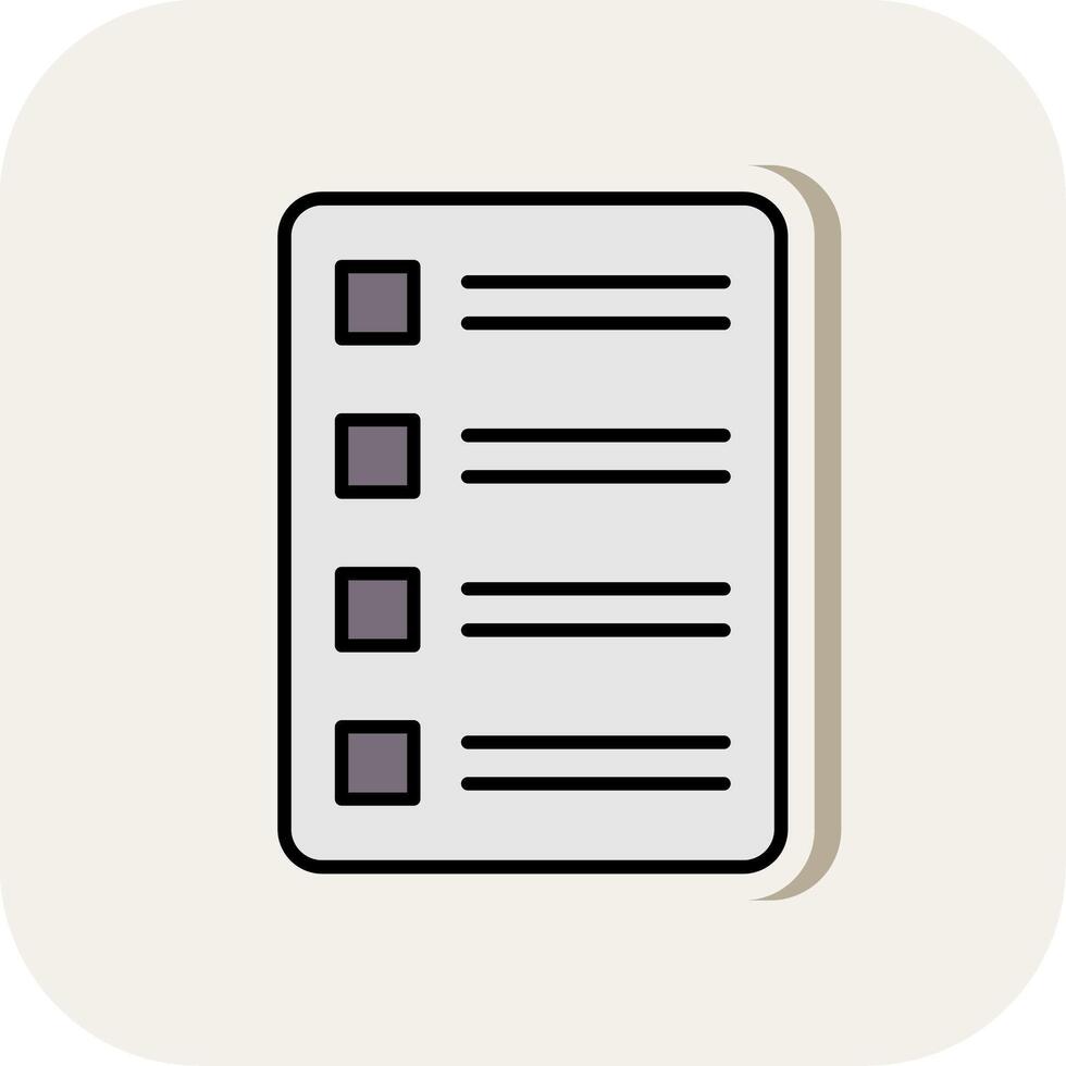 Task List Line Filled White Shadow Icon vector
