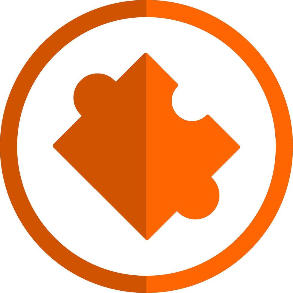 Puzzle Glyph Orange Circle Icon vector