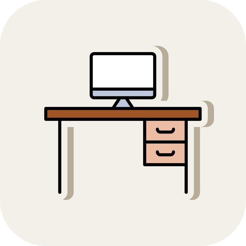 Desk Line Filled White Shadow Icon vector