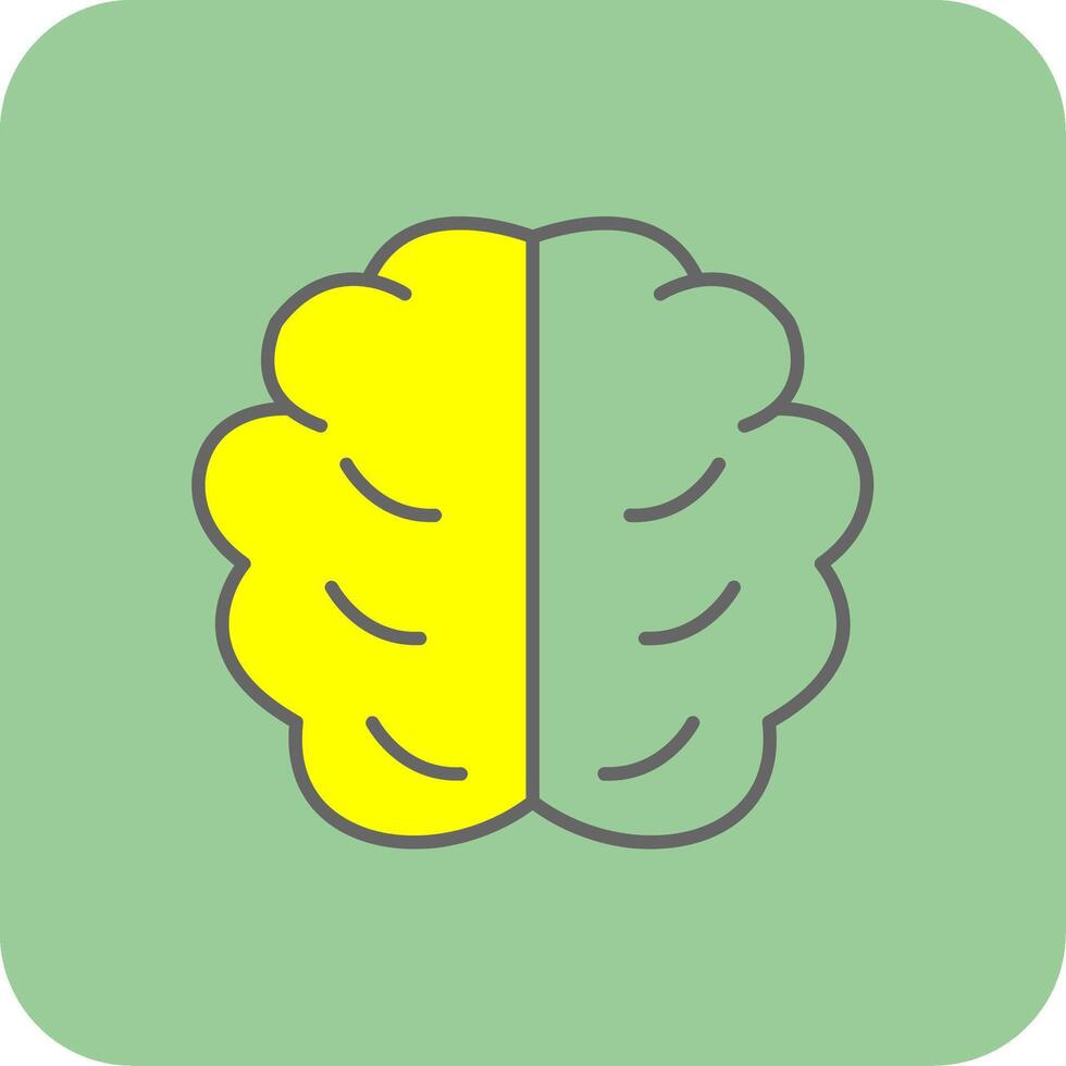 cerebro lleno amarillo icono vector