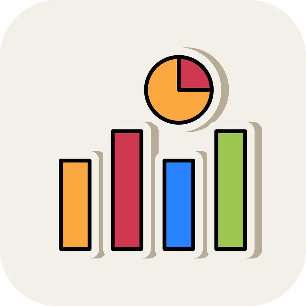 Analytics Line Filled White Shadow Icon vector