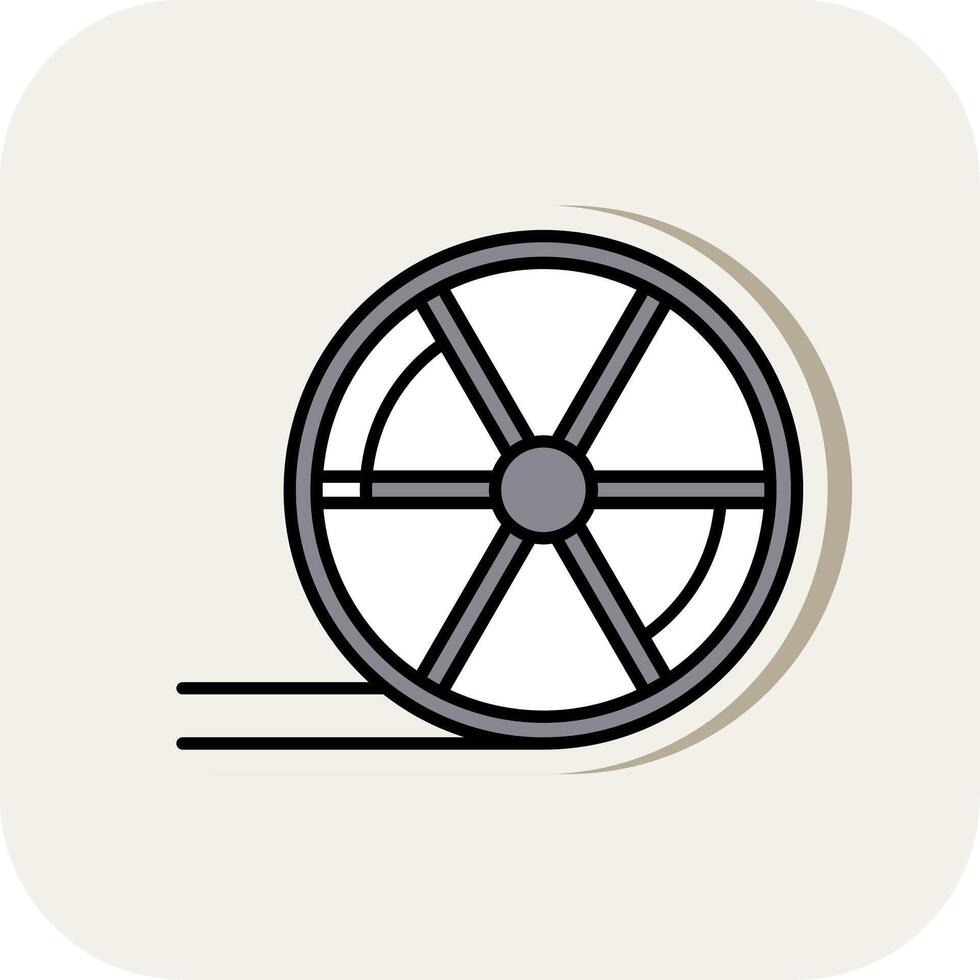 Wheel Line Filled White Shadow Icon vector