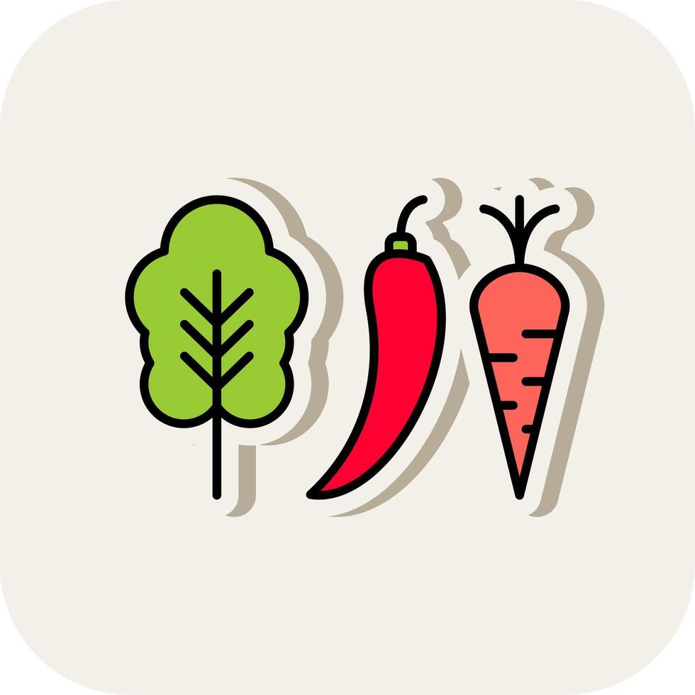 vegetales línea lleno blanco sombra icono vector