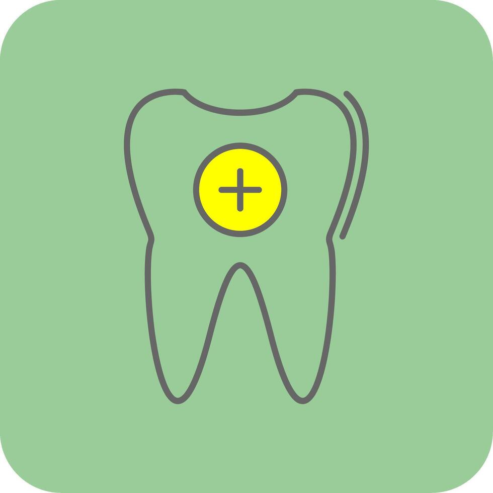 diente lleno amarillo icono vector