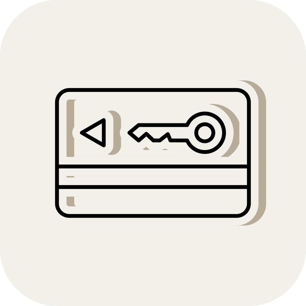 Key Card Line Filled White Shadow Icon vector