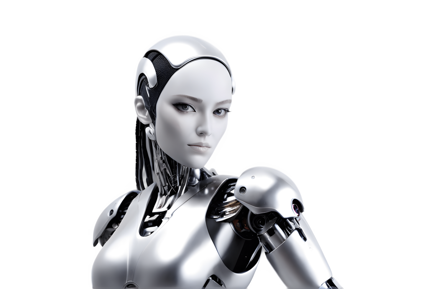 donna argento metallo robot cyborg Corriere png