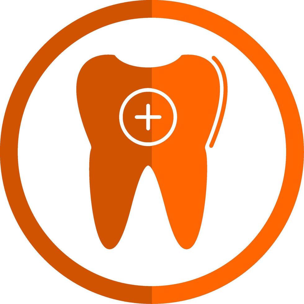 Tooth Glyph Orange Circle Icon vector