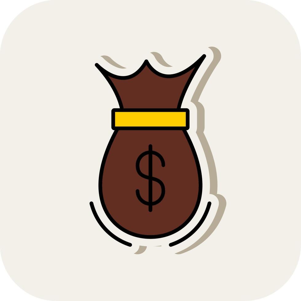 Money Bag Line Filled White Shadow Icon vector