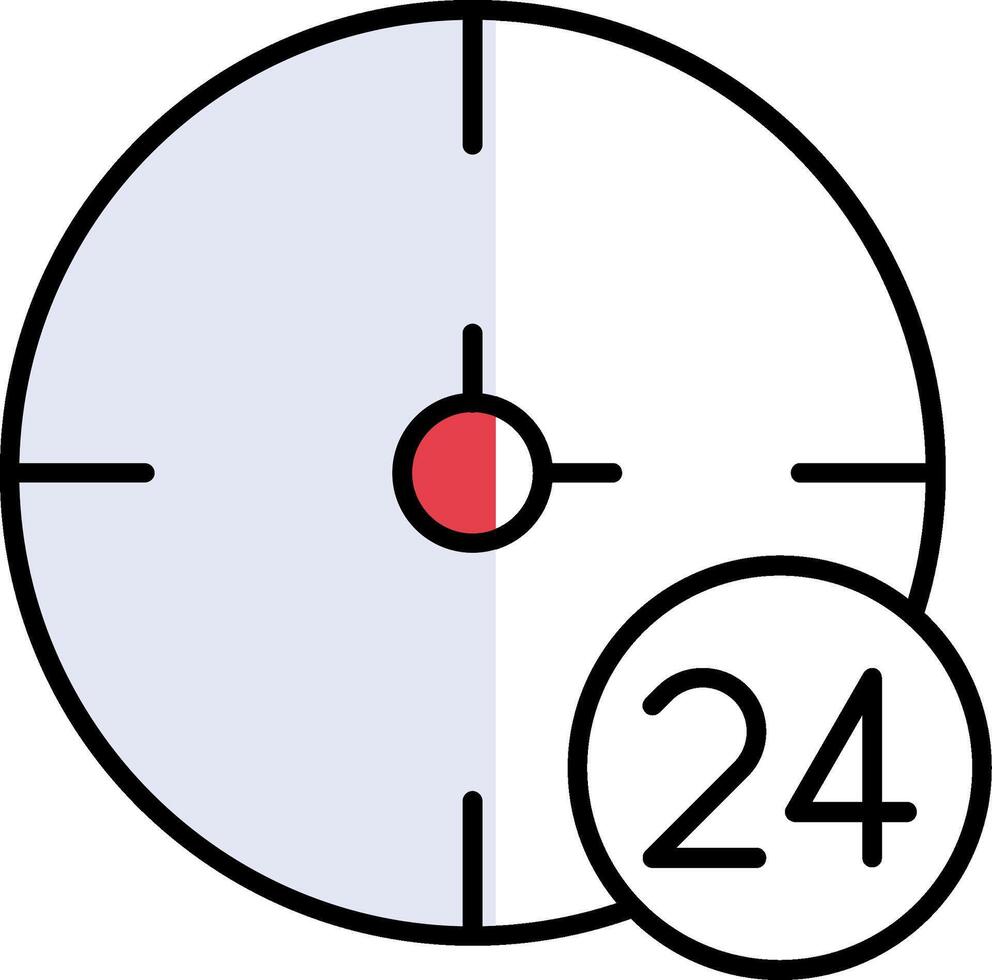 24 Hours Filled Half Cut Icon vector