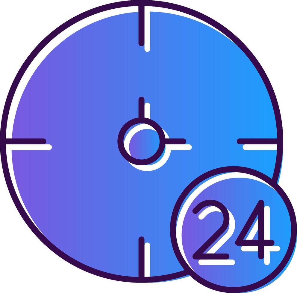 24 horas degradado lleno icono vector