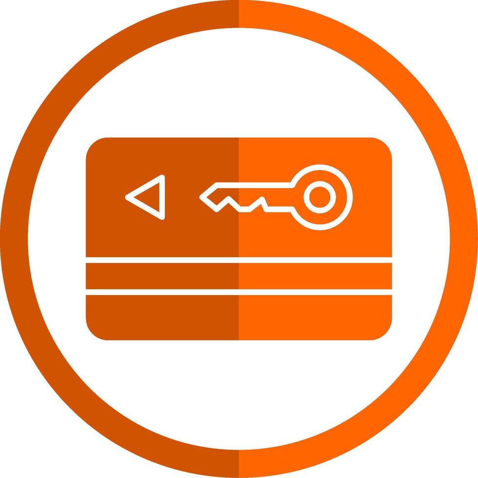 Key Card Glyph Orange Circle Icon vector