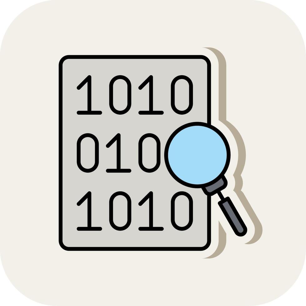 Code Search Line Filled White Shadow Icon vector