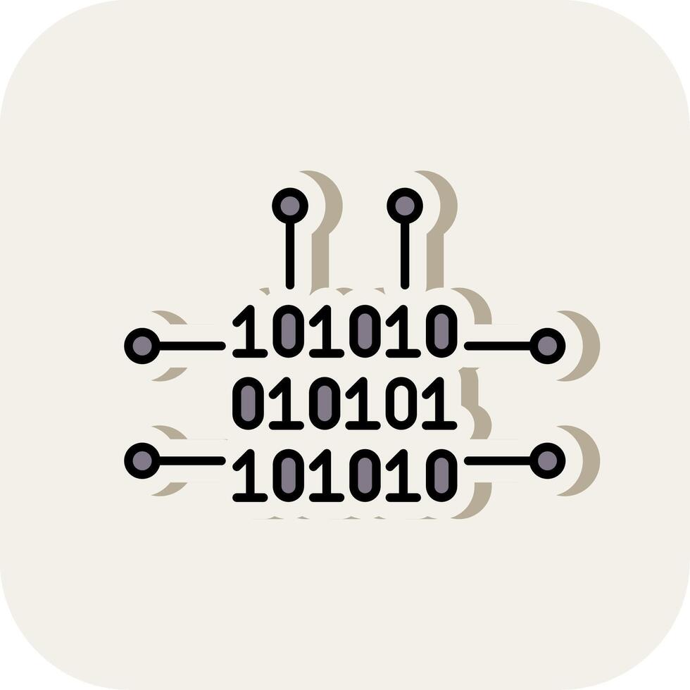 Binary Code Line Filled White Shadow Icon vector