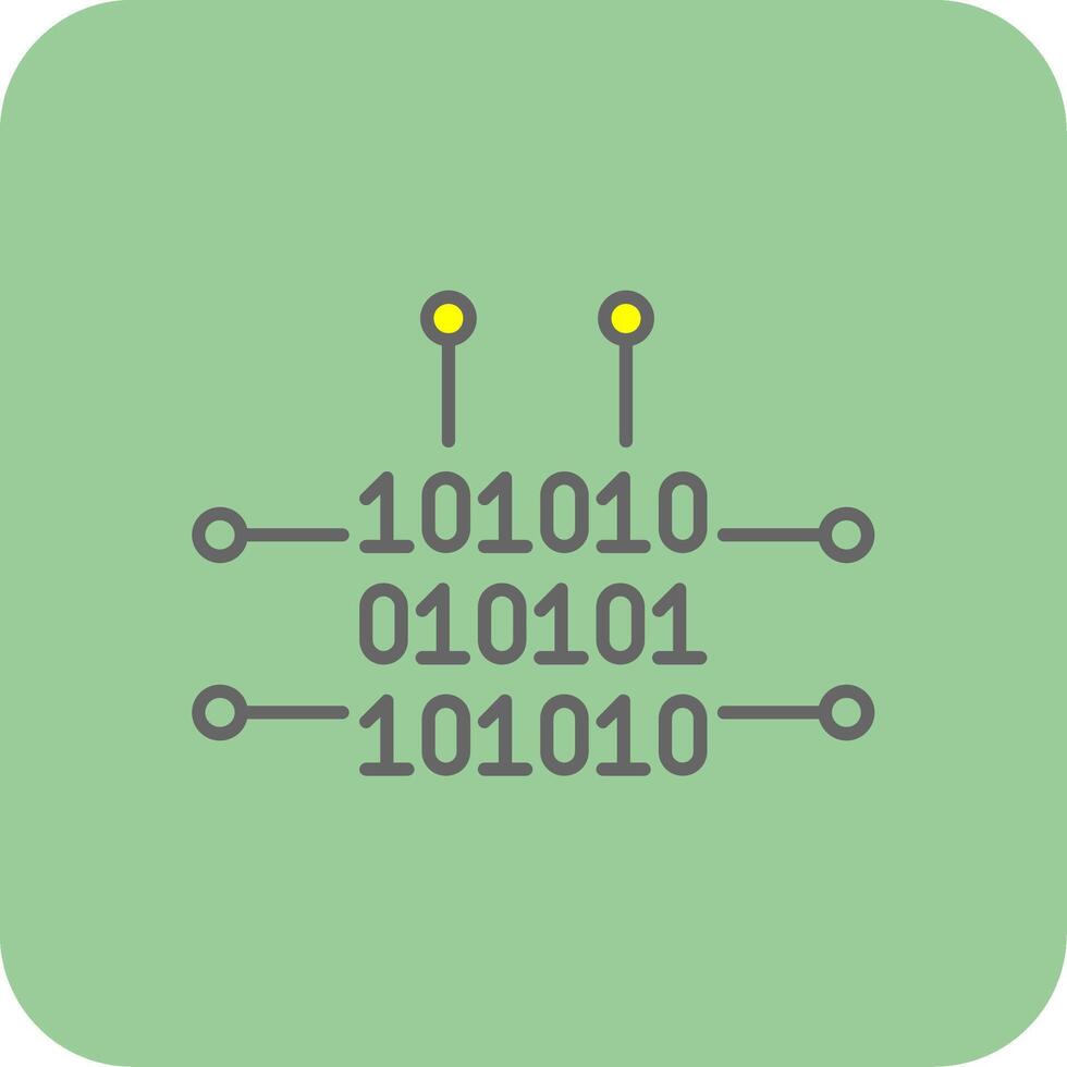 binario código lleno amarillo icono vector