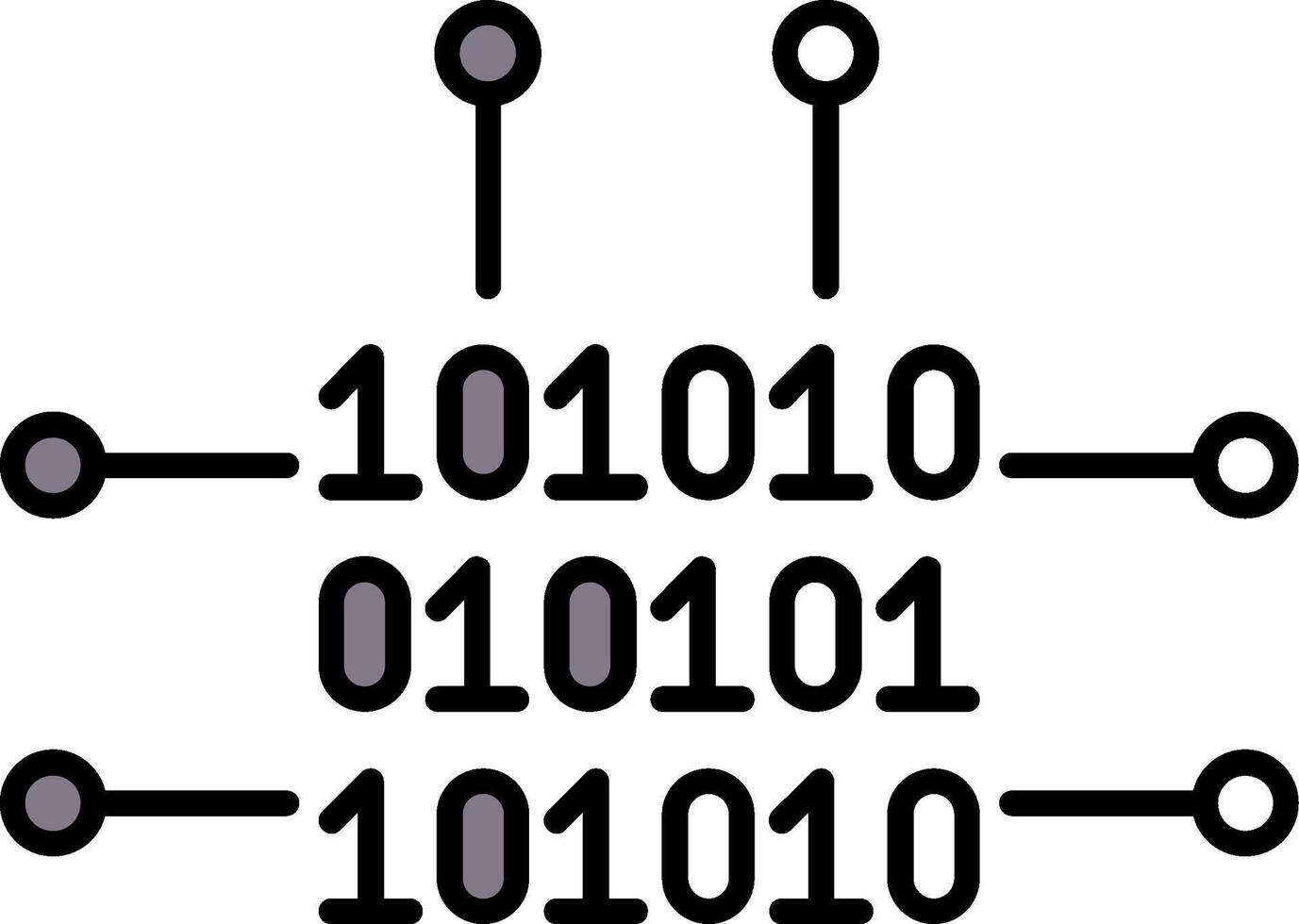 binario código lleno medio cortar icono vector