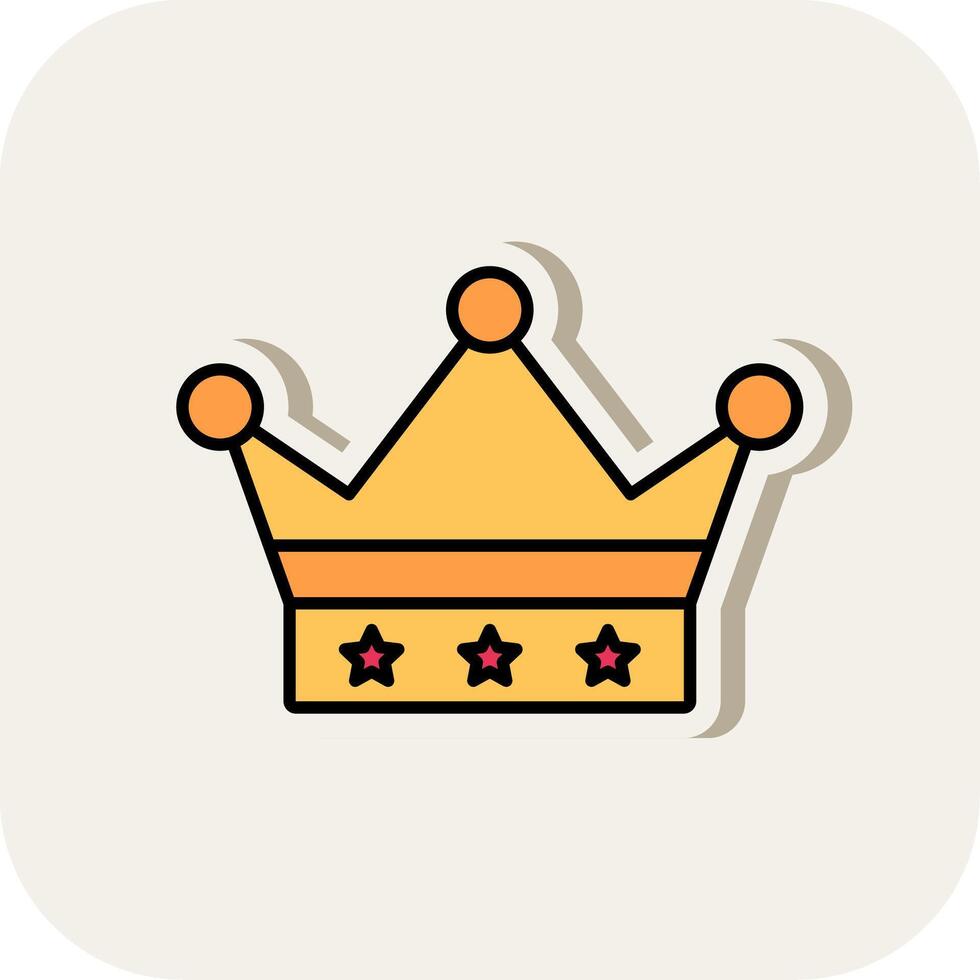 Crown Line Filled White Shadow Icon vector