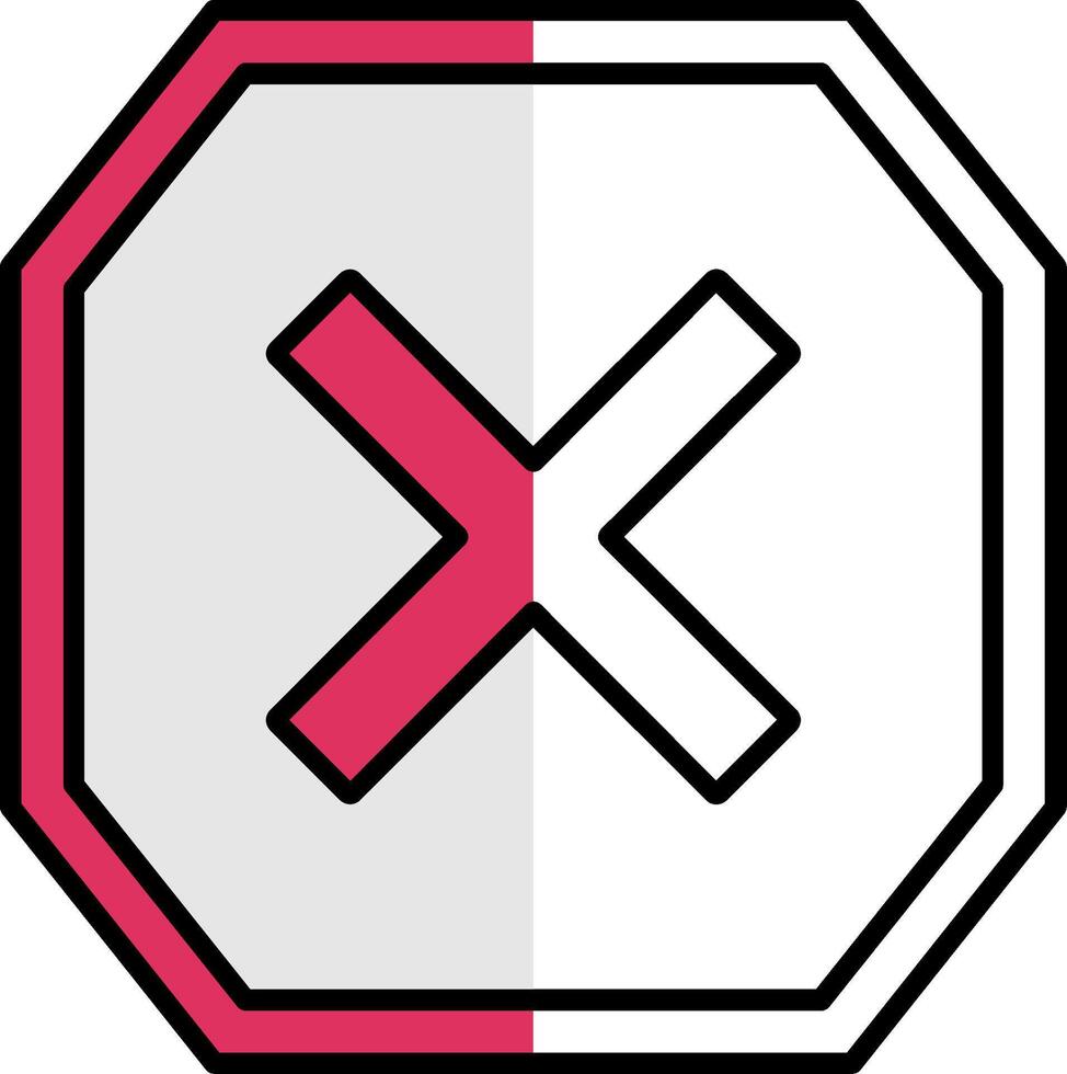 Cross Filled Half Cut Icon vector