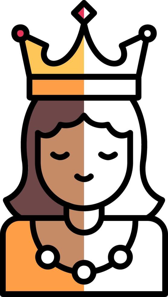 princesa lleno medio cortar icono vector