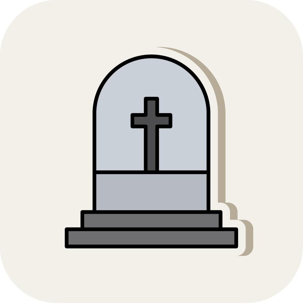 Grave Line Filled White Shadow Icon vector