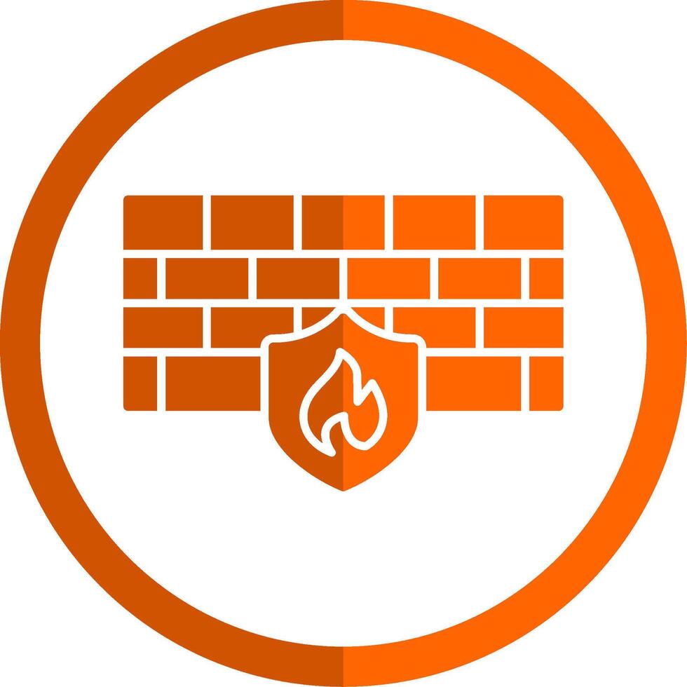 Firewall Glyph Orange Circle Icon vector