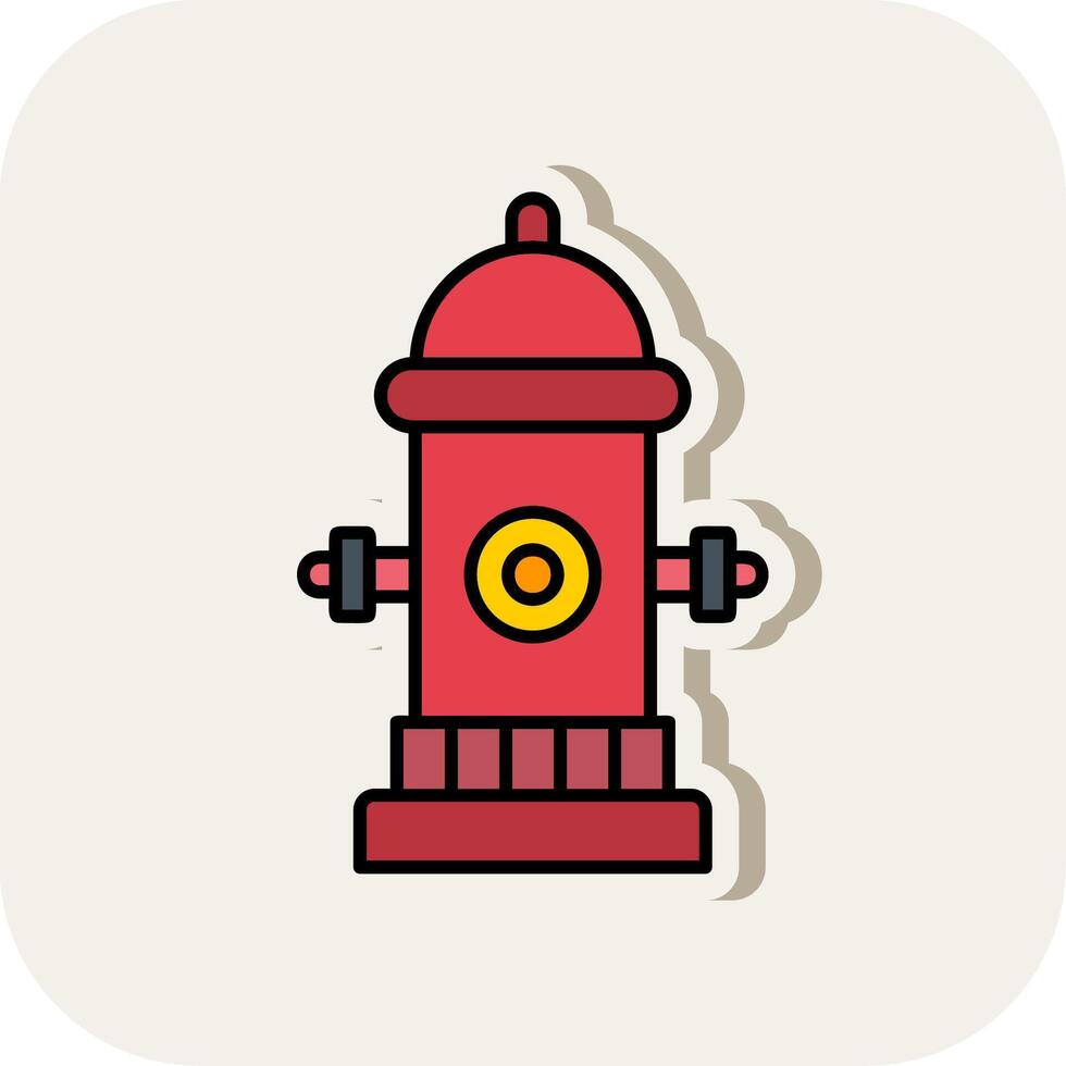 Fire Hydrant Line Filled White Shadow Icon vector