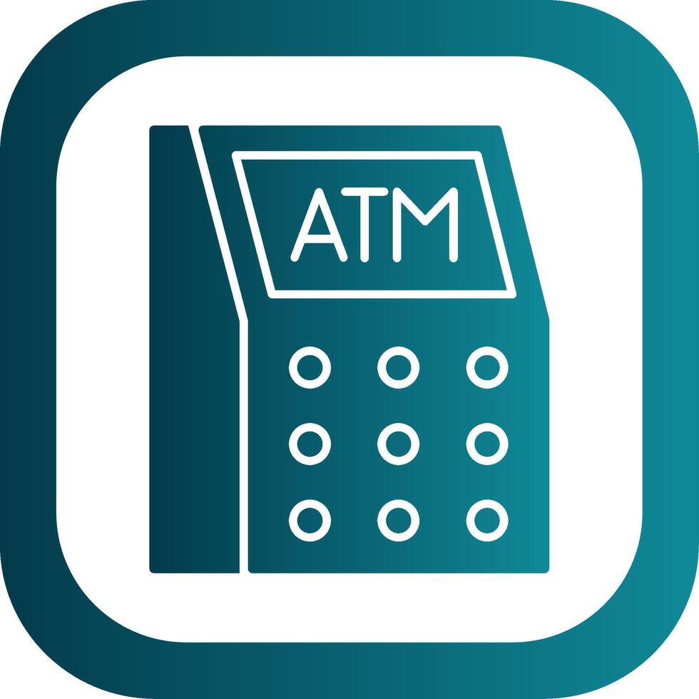 Atm Machine Glyph Gradient Round Corner Icon vector