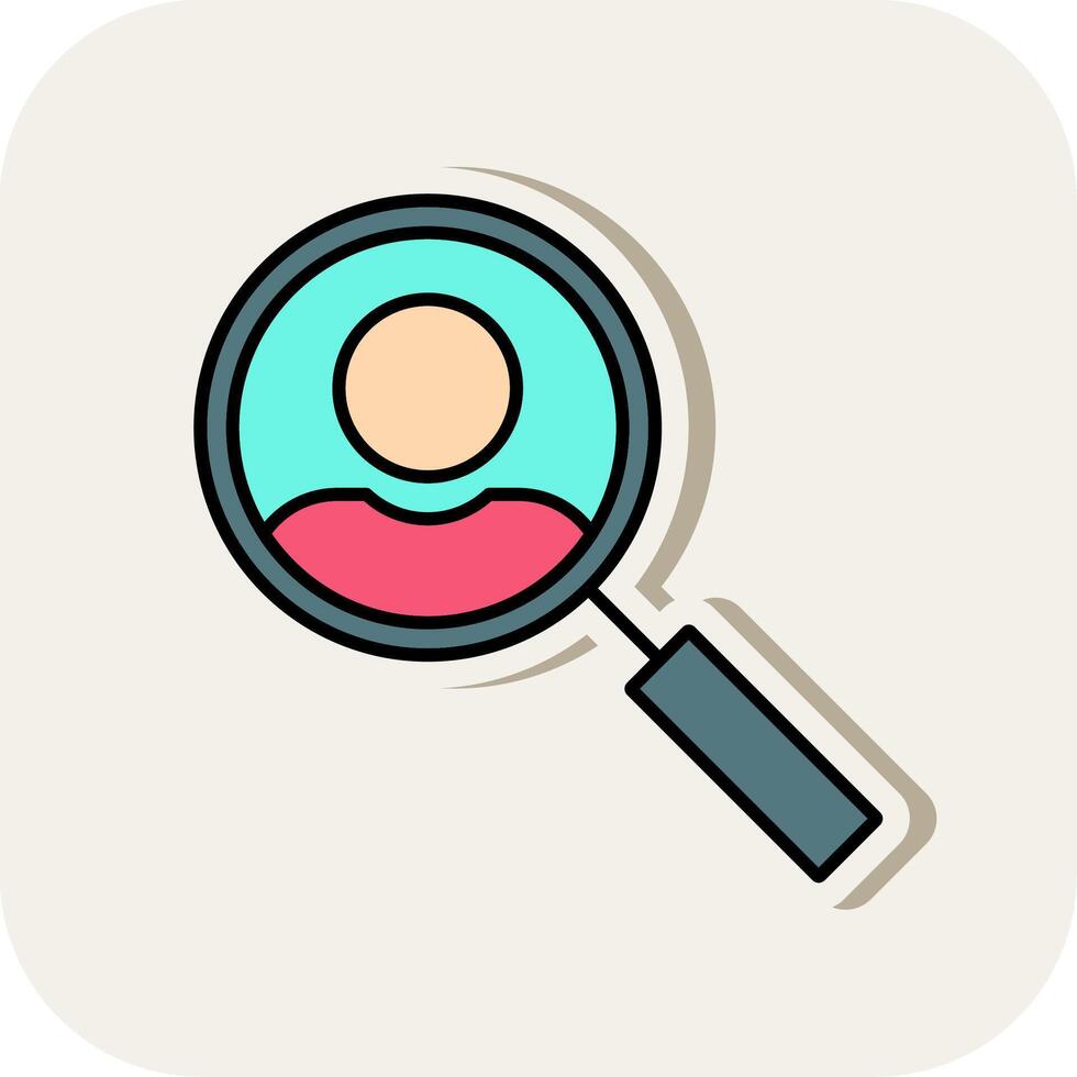 Search User Line Filled White Shadow Icon vector